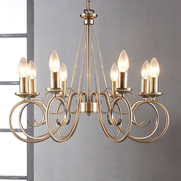 Lampadario a soffitto Marnia Lindby, dimmerabile, Bronzo / Ottone antico, Soggiorno / Sala da pranzo, Metallo, Antico, Lampadario