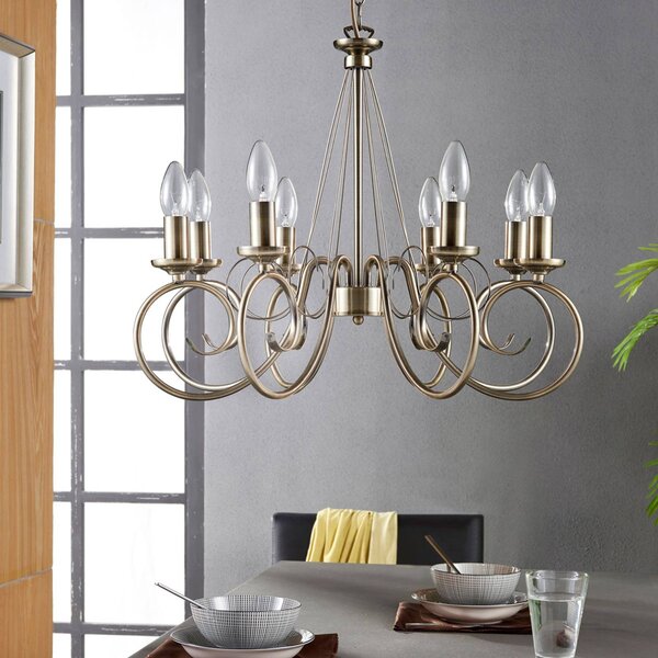 Lampadario a soffitto Marnia Lindby, dimmerabile, Bronzo / Ottone antico, Soggiorno / Sala da pranzo, Metallo, Antico, Lampadario