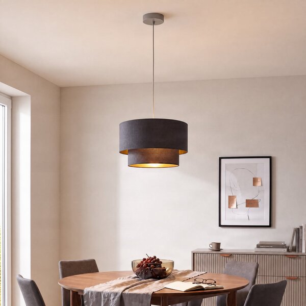 Lampada a sospensione Duolla, Boho, Grigio, Camera da letto, Tessuto / Tessile, Giovanile
