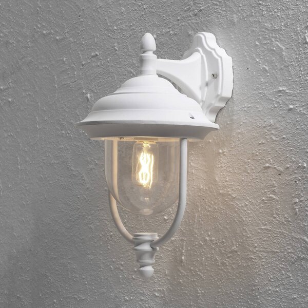 Konstsmide Applique da esterni PARMA, dimmerabile, Bianco / Opale, Alluminio, Campagna / Rustiche, Applique da esterni