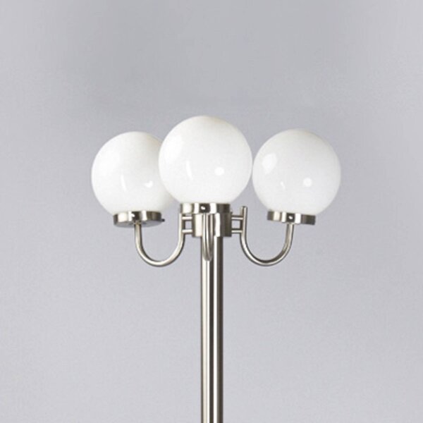 Lindby lampada da esterno Samuel, 218 cm, a 3 luci, sfera, E27, IP44 Samuel Lindby, dimmerabile, Alluminio / Grigio / Zincato, Acciaio Inox, Moderno