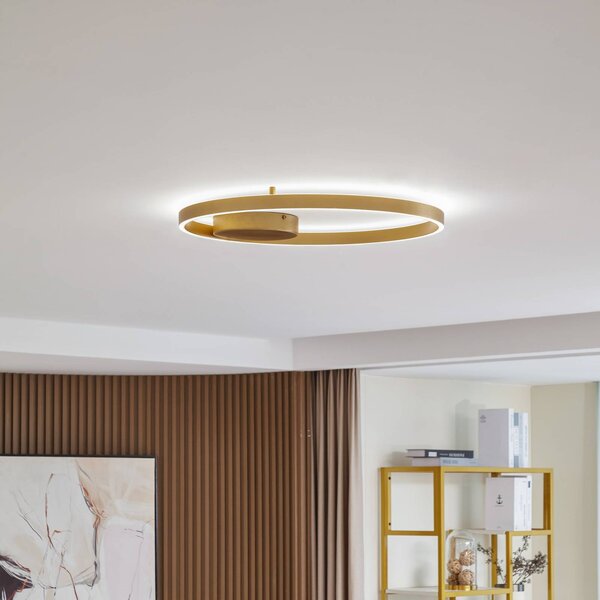 Plafoniera smart Moise Lucande, dimmerabile, Ottone / Oro, Soggiorno / Sala da pranzo, Alluminio, Moderno