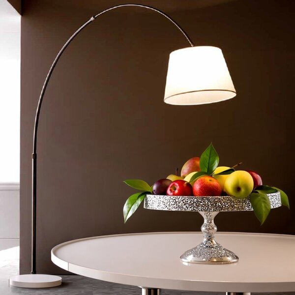 Piantana arco illuminando boing p nk e27 led telescopica base marmo bianca paralume - Illuminando