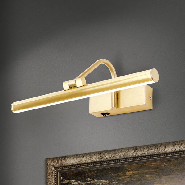 ORION Lampada LED per quadri Sofia dorata, 30 cm, Ottone / Oro, Soggiorno / Sala da pranzo, Metallo, Moderno, Applique