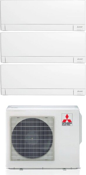 MITSUBISHI Climatizzatore Trial Split Inverter 9000+9000+12000 Btu Condizionatore con Pompa di Calore Classe A++/A Gas R32 WIFI (Unit Interna + Un
