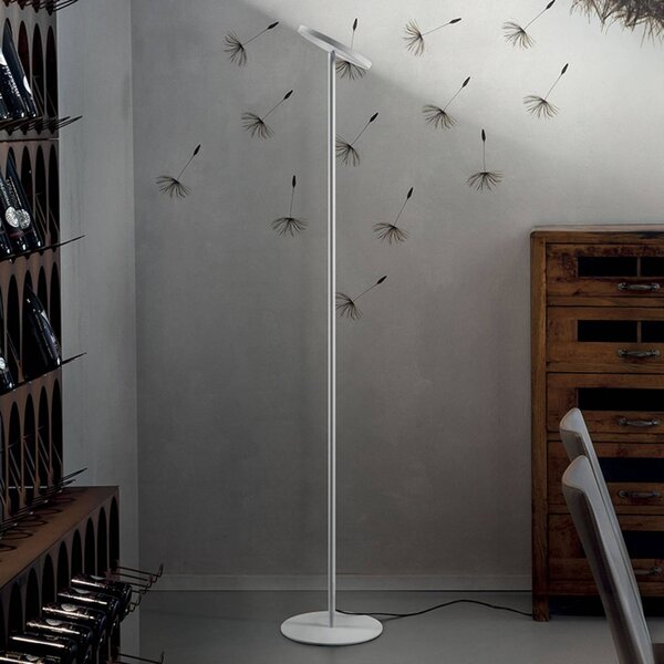 Linea Light Lampada da terra con luce lettura Joshua, dimmerabile, Bianco / Opale, Soggiorno / Sala da pranzo, Metallo, Moderno, Lampada LED da terra