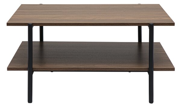 Tavolino rettangolare finitura legno scuro noce e metallo nero L80 cm PIPPA