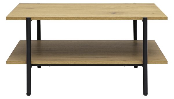 Tavolino rettangolare finitura legno chiaro rovere e metallo nero L80 cm PIPPA