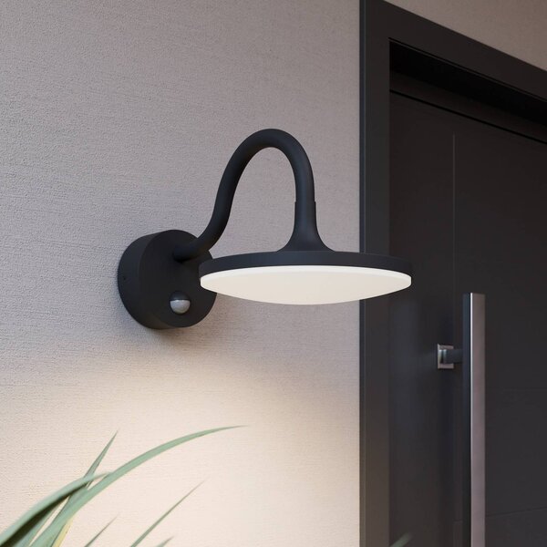Arcchio Fineria applique LED esterni con sensore, Nero, Alluminio, Moderno