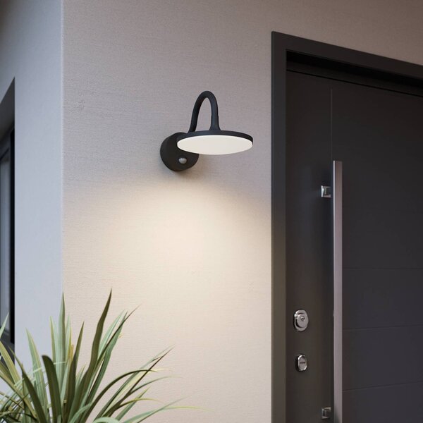 Arcchio Fineria applique LED esterni con sensore, Nero, Alluminio, Moderno