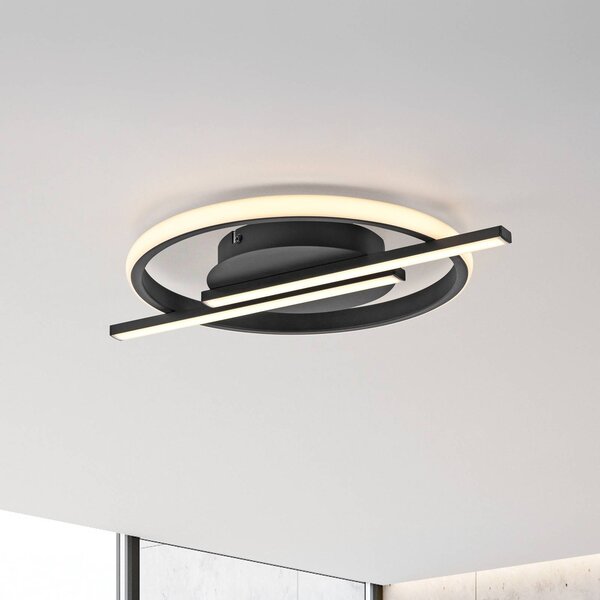 JUST LIGHT. GmbH Plafoniera a LED Korsa, dimmerabile, Nero, Soggiorno / Sala da pranzo, Metallo, Moderno, Plafoniera LED