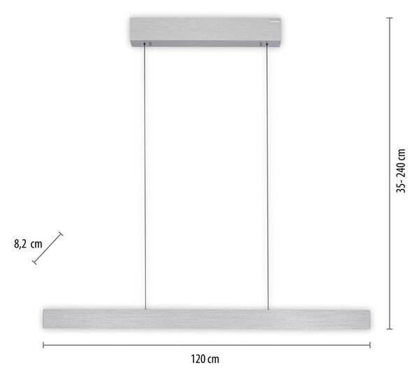 PURE Lampada LED a sospensione E-Motion, diamante, CCT dimmerabile, Alluminio / Grigio / Zincato, Soggiorno / Sala da pranzo, Alluminio, Moderno
