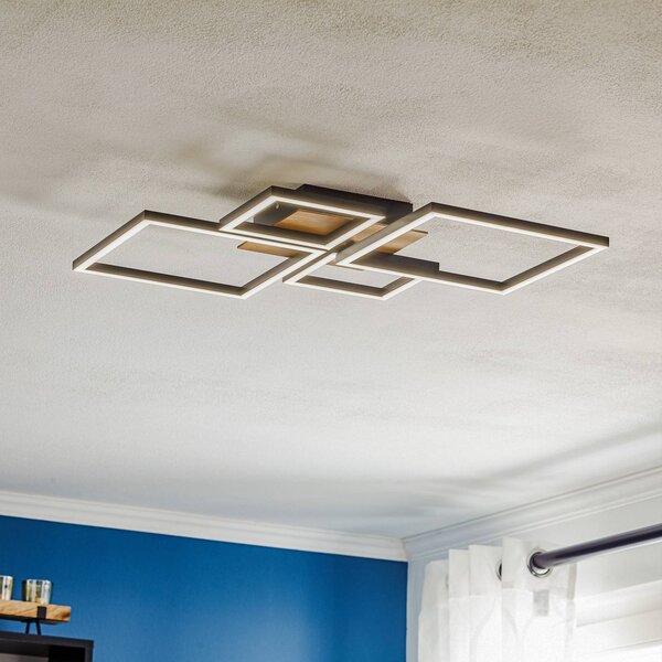 Briloner Plafoniera a LED Frame, dimmerabile, Nero, Soggiorno / Sala da pranzo, Metallo, Moderno, Plafoniera LED