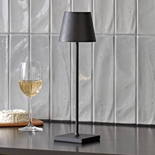 Sigor Lampada da tavolo ricaricabile Nuindie LED, USB-C, nera, IP54, dimmerabile Nuindie,, Nero, Soggiorno / Sala da pranzo, Alluminio, Moderno
