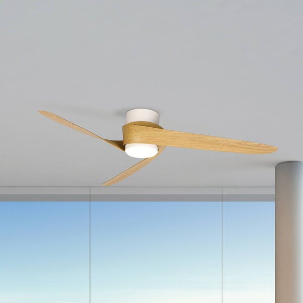 Mantra Iluminación Ventilatore da soffitto LED Groenland, in legno, silenzioso a corrente dimmerabile, Legno chiaro, Soggiorno / Sala da pranzo, Plastica, Moderno