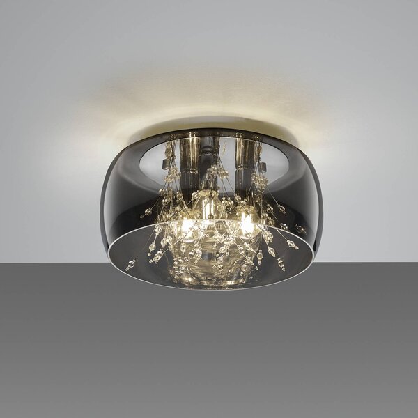 Trio Lighting Plafoniera soffitto Crystel, dimmerabile, Cromo / Argento, Soggiorno / Sala da pranzo, Vetro, Moderno, Plafoniera