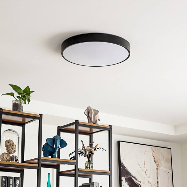 Plafoniera smart Innes Lindby, dimmerabile, Nero, Soggiorno / Sala da pranzo, Metallo, Moderno