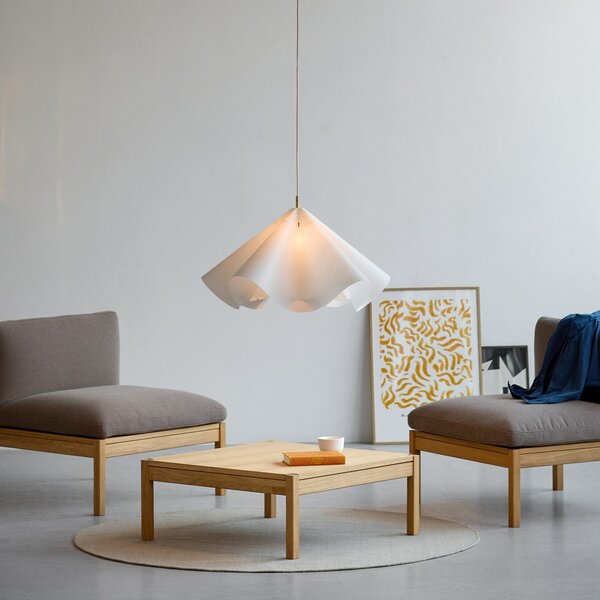 Lampada a sospensione Moebe, Sinuate, dimmerabile, Bianco, Soggiorno, Carta / Cartone, Design
