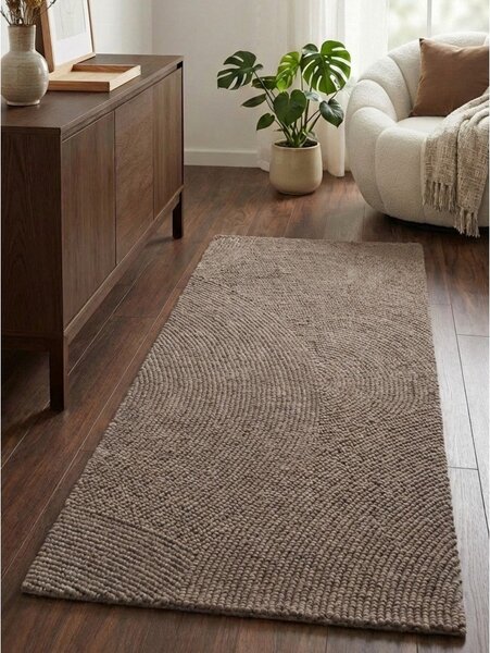 Passatoia grigio tortora in lana tessuta a mano 80x200 cm Calmio – Hanse Home