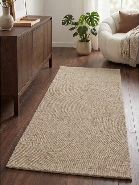Passatoia beige in lana tessuta a mano 80x200 cm Calmio – Hanse Home