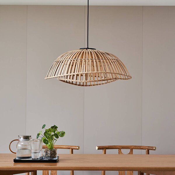 Lampada a sospensione Ilajus Lindby, dimmerabile, Legno chiaro, Soggiorno / Sala da pranzo, bambù, Scandinavo, Lampada a sospensione
