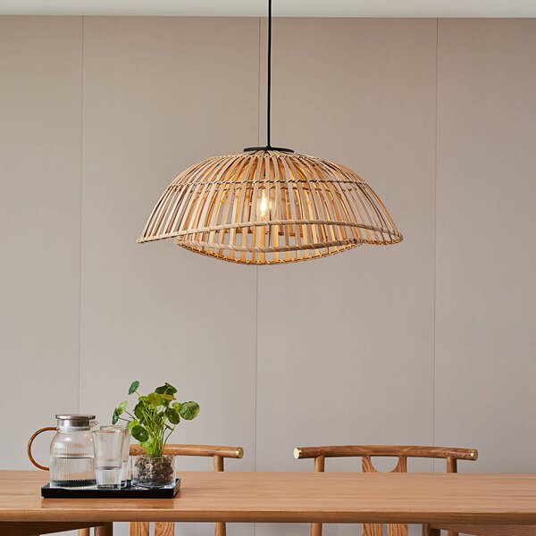 Lampada a sospensione Ilajus Lindby, dimmerabile, Legno chiaro, Soggiorno / Sala da pranzo, bambù, Scandinavo, Lampada a sospensione