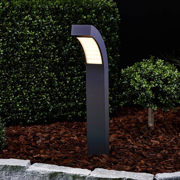 Lucande Lampioncino LED Lennik, 60 cm, antracite, metallo LENNIK, Nero, Alluminio, Moderno, Lampada LED da esterni