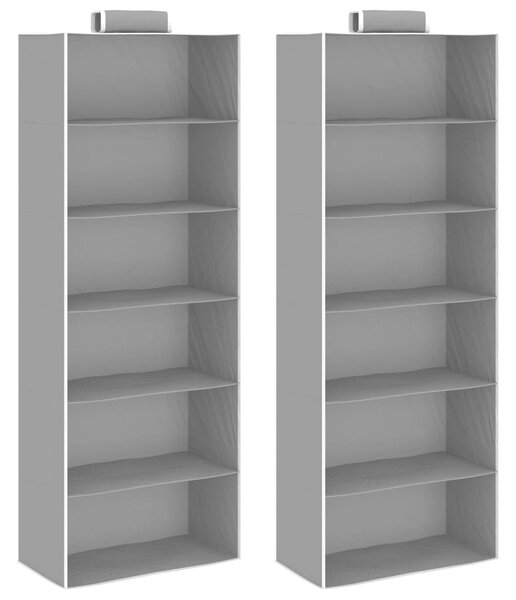 2x Organizer Armadio per Stoffa, 6 Scomparti, 2 Cassetti, Scaffale