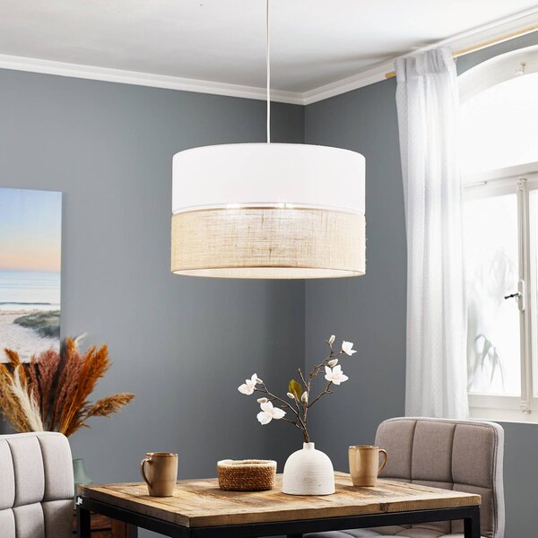 Lampada a sospensione Linobianco TK Lighting, dimmerabile, Bianco / Opale, Soggiorno / Sala da pranzo, Tessuto / Stoffa / Seta, Moderno, Lampada a sospensione