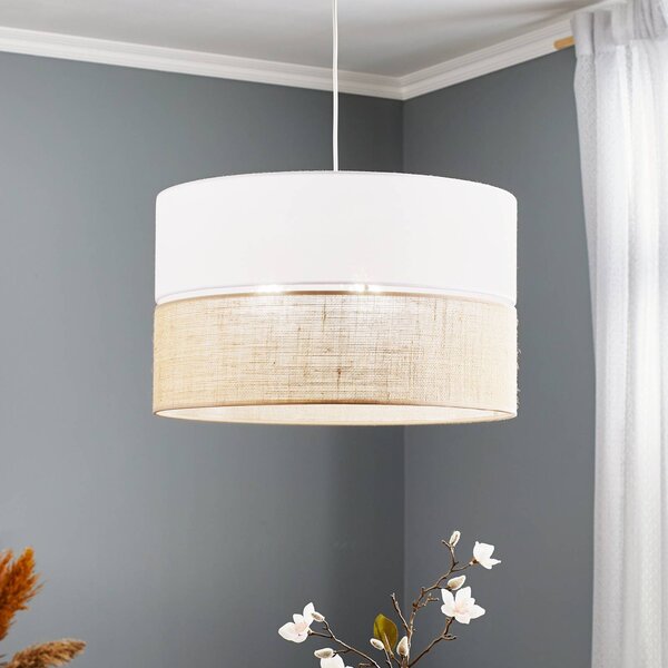 Lampada a sospensione Linobianco TK Lighting, dimmerabile, Bianco / Opale, Soggiorno / Sala da pranzo, Tessuto / Stoffa / Seta, Moderno, Lampada a sospensione
