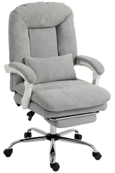 HOMCOM Sedia da Ufficio Ergonomica, Poltrona Reclinabile in Velluto con Supporto Lombare, Altezza Regolabile, Grigio Chiaro | Aosom Italy