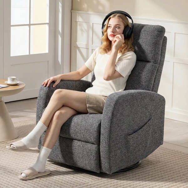 HOMCOM Poltrona Relax Massaggiante in Chenille con Funzione Riscaldante, Rotazione 360°, Meccanismo Oscillante, Regolazione Manuale, Grigio Scuro | Aosom Italy