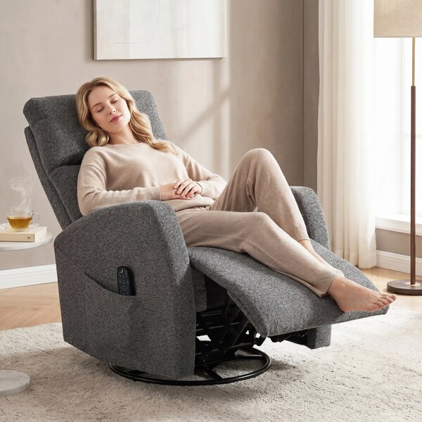 HOMCOM Poltrona Relax Massaggiante in Chenille con Funzione Riscaldante, Rotazione 360°, Meccanismo Oscillante, Regolazione Manuale, Grigio Scuro | Aosom Italy