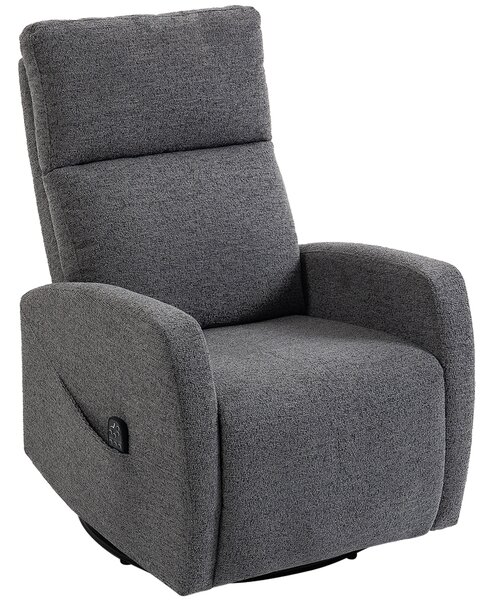 HOMCOM Poltrona Relax Massaggiante in Chenille con Funzione Riscaldante, Rotazione 360°, Meccanismo Oscillante, Regolazione Manuale, Grigio Scuro | Aosom Italy