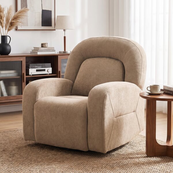 HOMCOM Poltrona Relax Girevole 360° con Funzione Dondolo e Reclinabile, Seduta Ampia, in Velluto Ultra Morbido Cloud, Kaki | Aosom Italy
