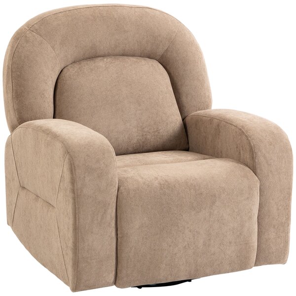 HOMCOM Poltrona Relax Girevole 360° con Funzione Dondolo e Reclinabile, Seduta Ampia, in Velluto Ultra Morbido Cloud, Kaki | Aosom Italy