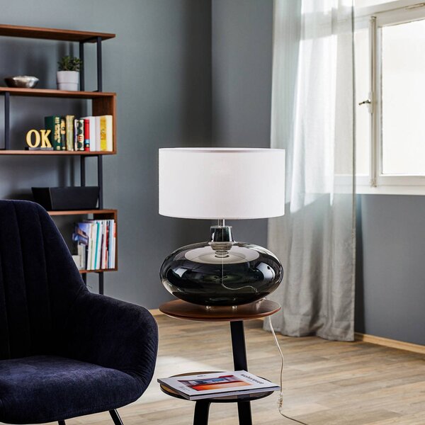 Lampada da tavolo Skien Argon, Alluminio / Grigio / Zincato, Soggiorno / Sala da pranzo, Vetro, Moderno, Lampada da tavolo