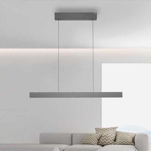 PURE Lampada LED a sospensione E-Motion, platino, CCT dimmerabile, Alluminio / Grigio / Zincato, Soggiorno / Sala da pranzo, Alluminio, Moderno