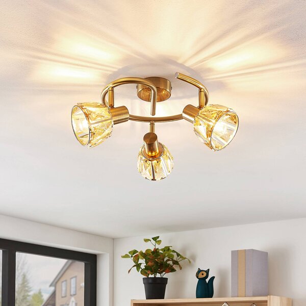 Faretto a soffitto Kosta Lindby, dimmerabile, Ottone / Oro, Soggiorno / Sala da pranzo, Metallo, Moderno, Plafoniera