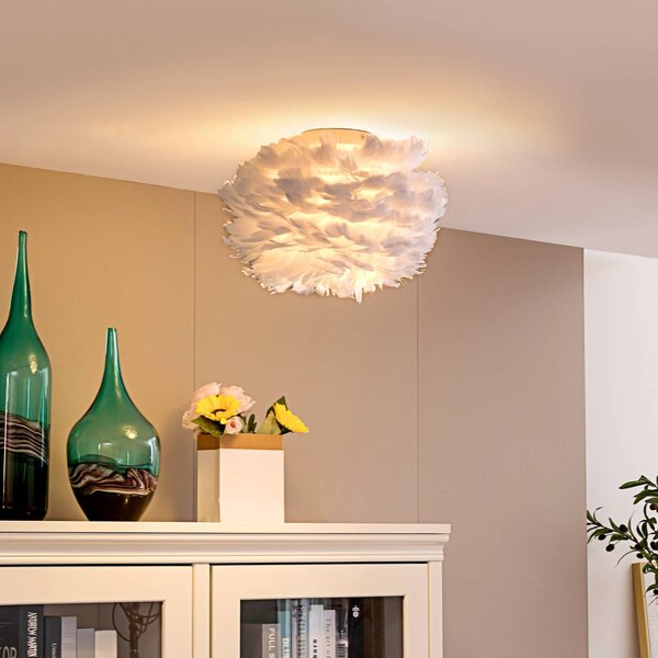 Lindby Plafoniera soffitto Heven, dimmerabile, Bianco / Opale, Soggiorno / Sala da pranzo, Plastica, Design, Plafoniera