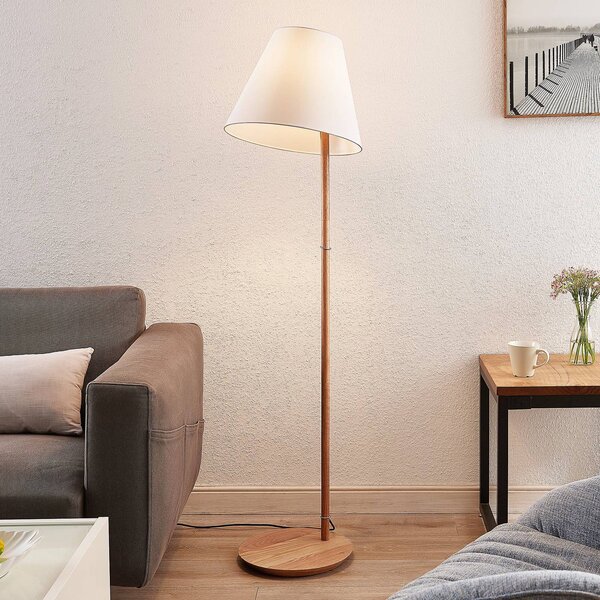 Lampada da terra Jinda Lucande, Bianco / Opale, Soggiorno / Sala da pranzo, Tessuto / Stoffa / Seta, Scandinavo, Lampada da terra