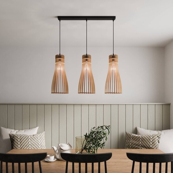 Lampada a sospensione Bottle TEMAR LIGHTING, dimmerabile, Legno chiaro, Soggiorno / Sala da pranzo, Legno, Campagna / Rustiche, Lampada a sospensione