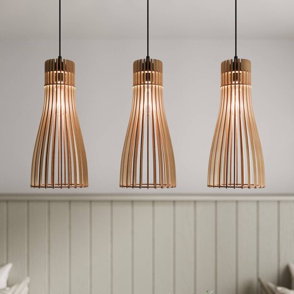 Lampada a sospensione Bottle TEMAR LIGHTING, dimmerabile, Legno chiaro, Soggiorno / Sala da pranzo, Legno, Campagna / Rustiche, Lampada a sospensione