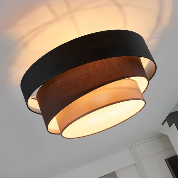 Plafoniera soffitto Melia Lindby, dimmerabile, Nero, Soggiorno / Sala da pranzo, Tessuto / Stoffa / Seta, Moderno, Plafoniera