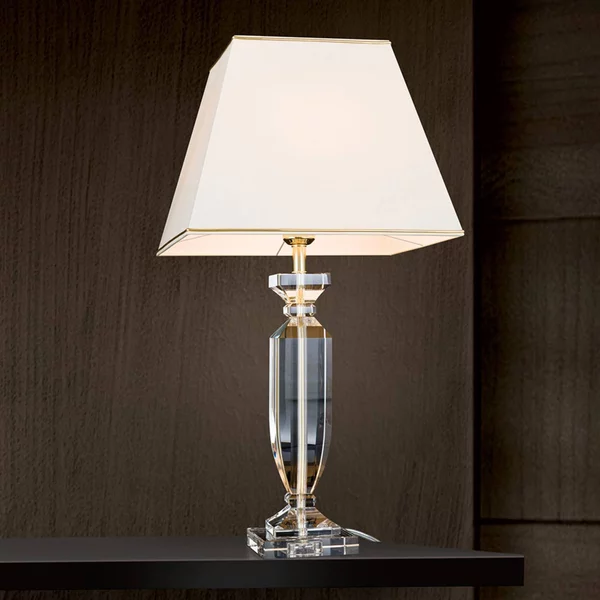 ORION Lampada da tavolo Pokal, Crema / Ambra, Soggiorno / Sala da pranzo, Cristallo, Lampada da tavolo