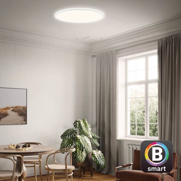 Briloner Plafoniera smart Slim S, dimmerabile, Bianco / Opale, Cucina, Plastica, Moderno