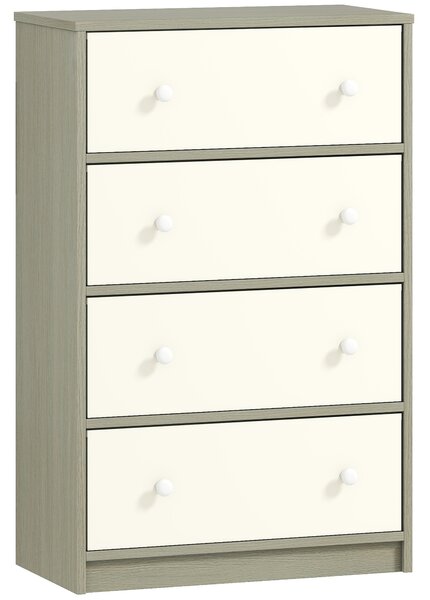 HOMCOM Armadio Moderno 4 Cassetti Pieghevoli con Maniglie Doppie, Credenza in Legno, Acciaio e Tessuto, 58x30x91 cm, Bianco e Grigio | Aosom Italy