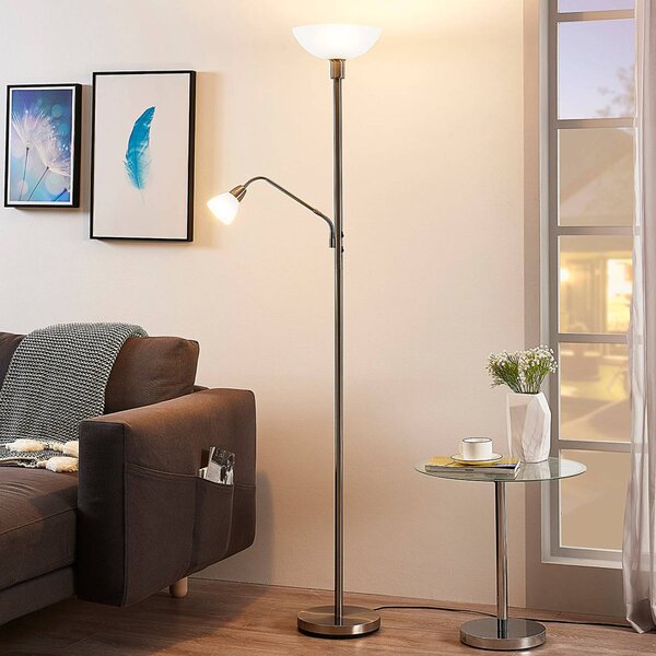 Lampada da terra con luce lettura Jost Lindby, Alluminio / Grigio / Zincato, Soggiorno / Sala da pranzo, Metallo, Moderno, Lampada da terra