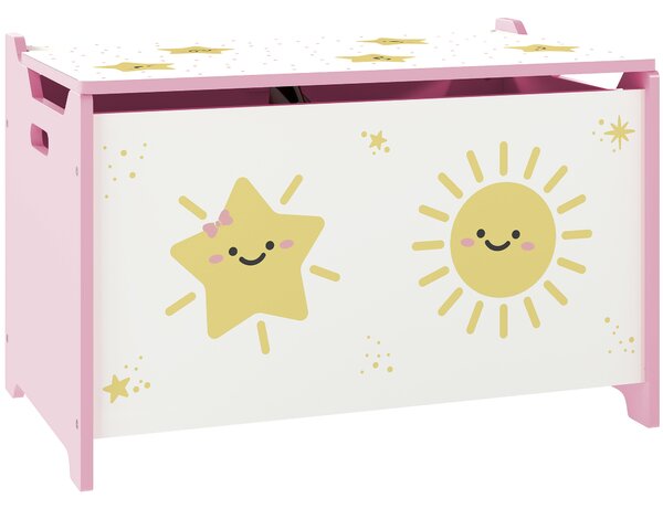 AIYAPLAY Baule Portagiochi con Coperchio per Bambini per Giocattoli e Vestiti, 60x37x39 cm, Rosa | Aosom Italy