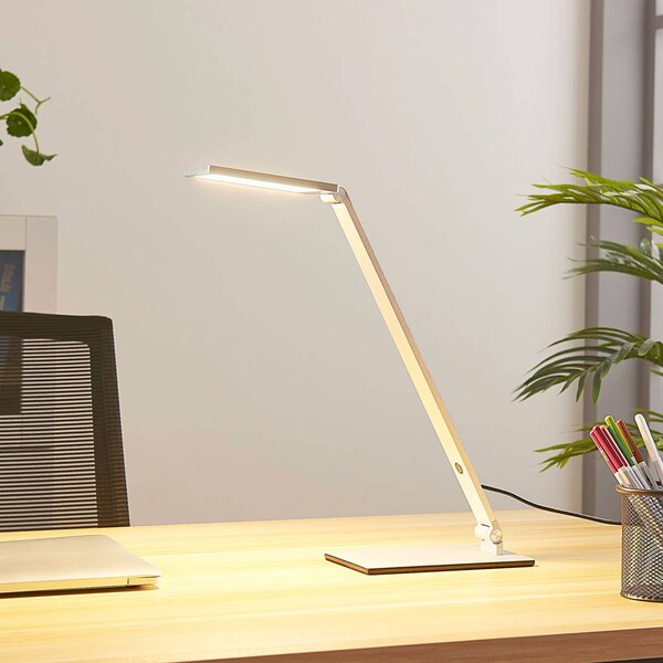 Lampada da scrivania Resi Lucande, dimmerabile, Alluminio / Grigio / Zincato, Studio / Ufficio, Alluminio, Moderno, Lampada da tavolo LED